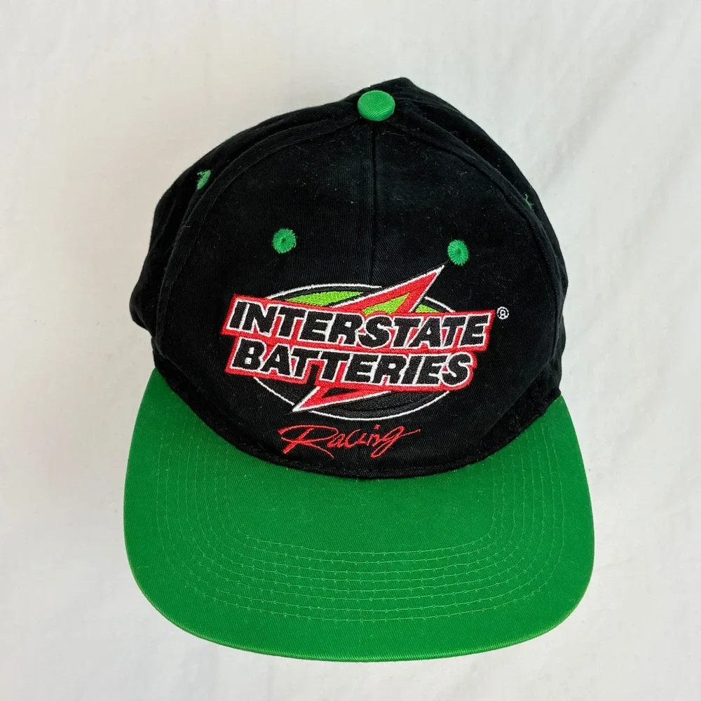 Interstate Batteries Racing Snapback Hat Black Green Kyle Bush Racing #18 Cap